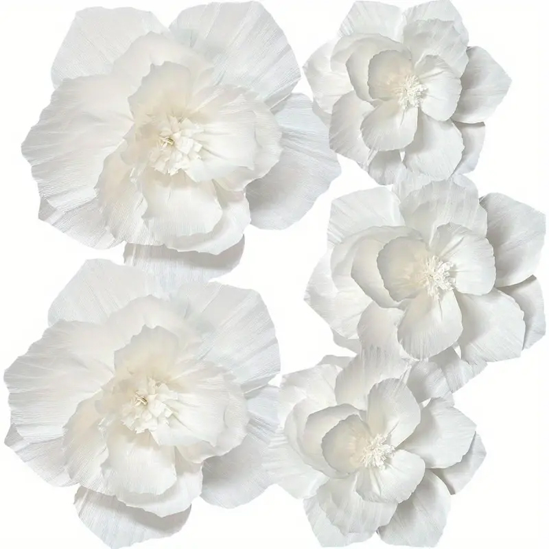 Desk Setup Background - 5 Packs of White Paper Flowers,