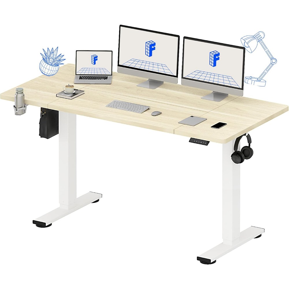 Desk Setup For Office - FLEXISPOT 63x32 Inch Electric Standing Desk,