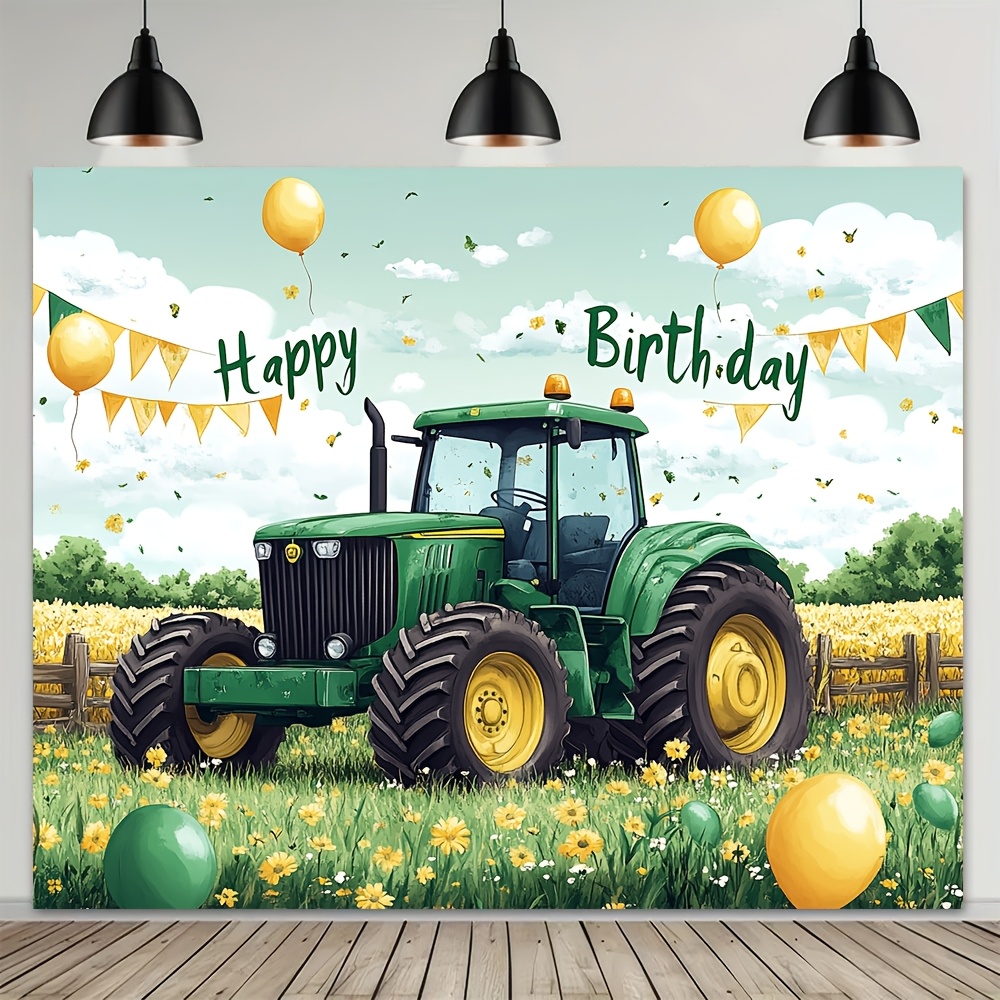 Desk Setup Background - 1 piece, Happy Birthday tractor background,