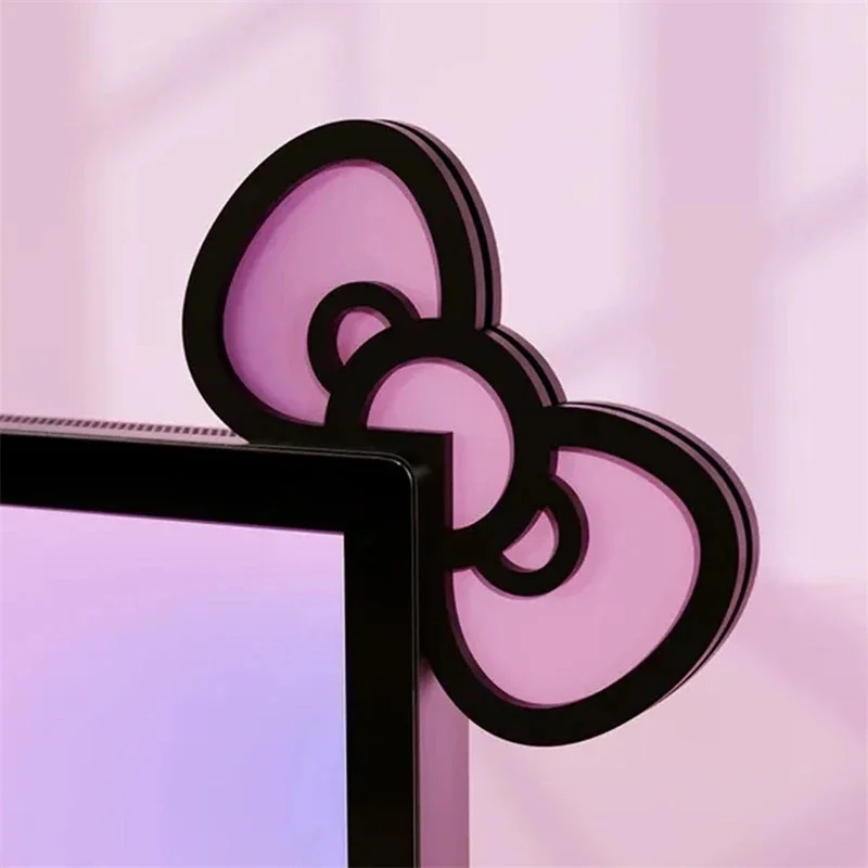 Desk Setup For Office - Kawaii Pink Acrylic Bow Monitor Decor