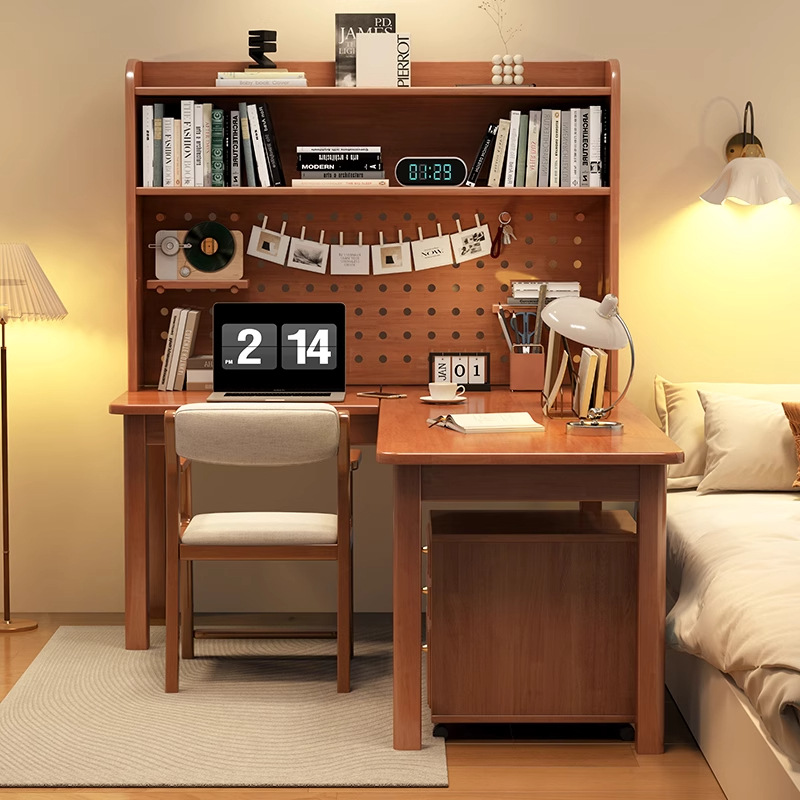 Desk Setup Corner - Modern 7-Character L-Shape Solid Wood Corner
