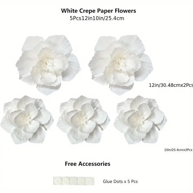 5 Packs of White Paper Flowers - Desk Setup Background 评论和价格