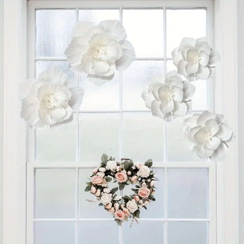 5 Packs of White Paper Flowers - Desk Setup Background 评论和价格
