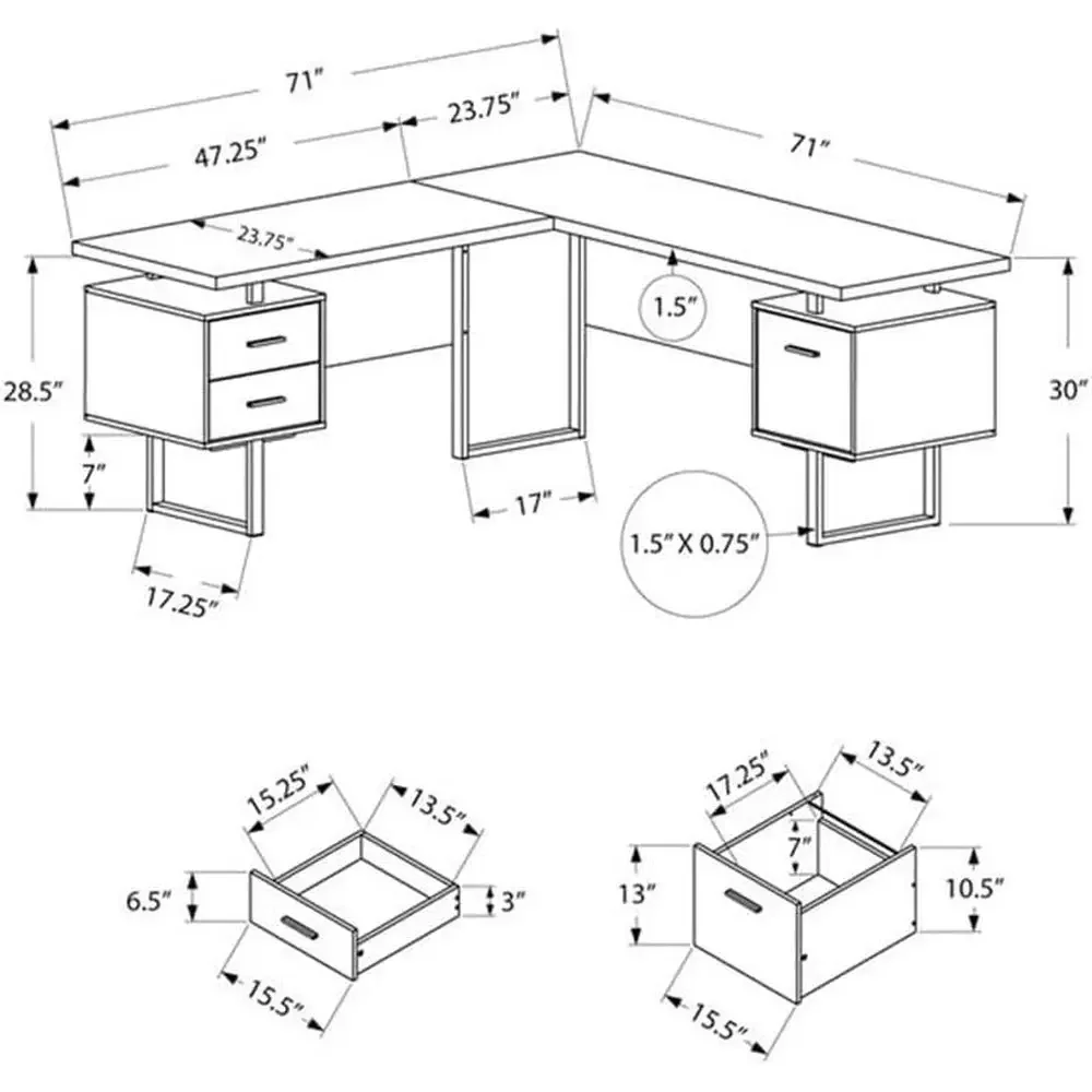 L-Shaped 70 Computer Desk with - Desk Setup For Office 评论和价格