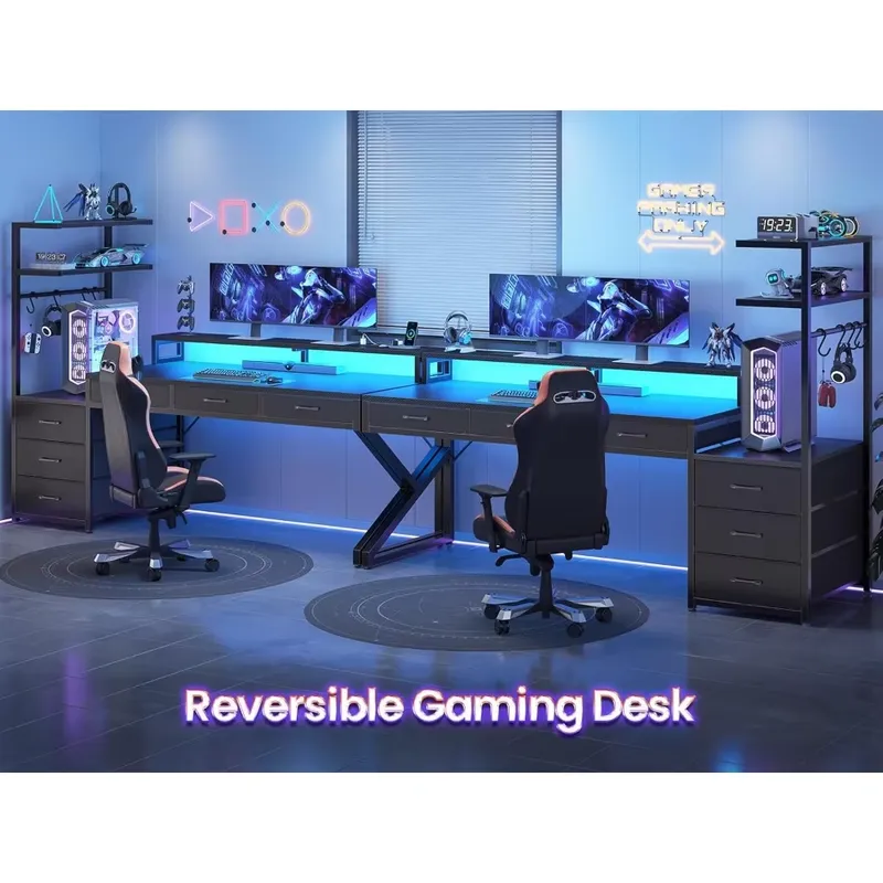 55 Inch Gaming Desk with 6 Dra - Desk Setup Corner 评论和价格