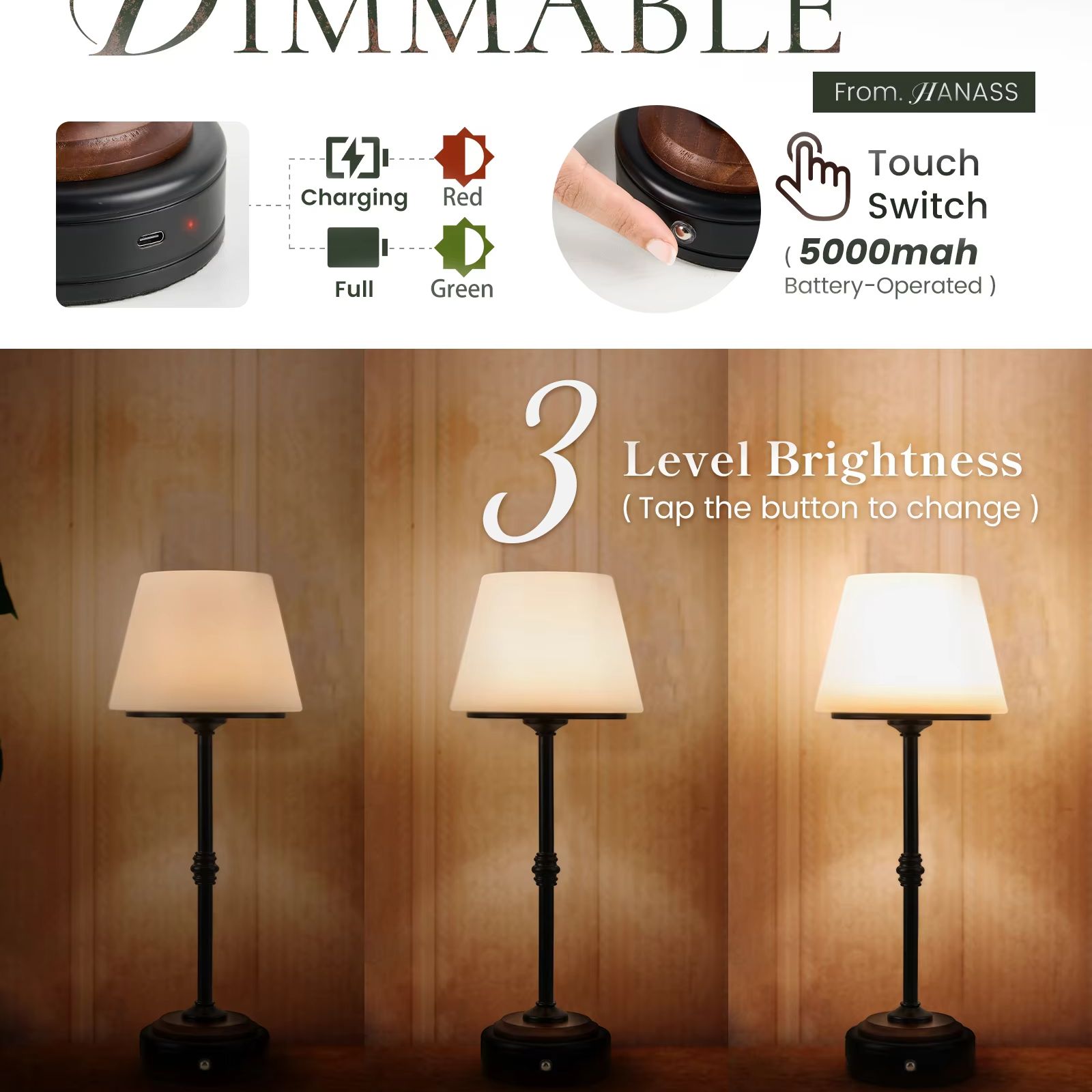 Cordless Table Lamps Set of  5 - Desk Setup Light 评论和价格