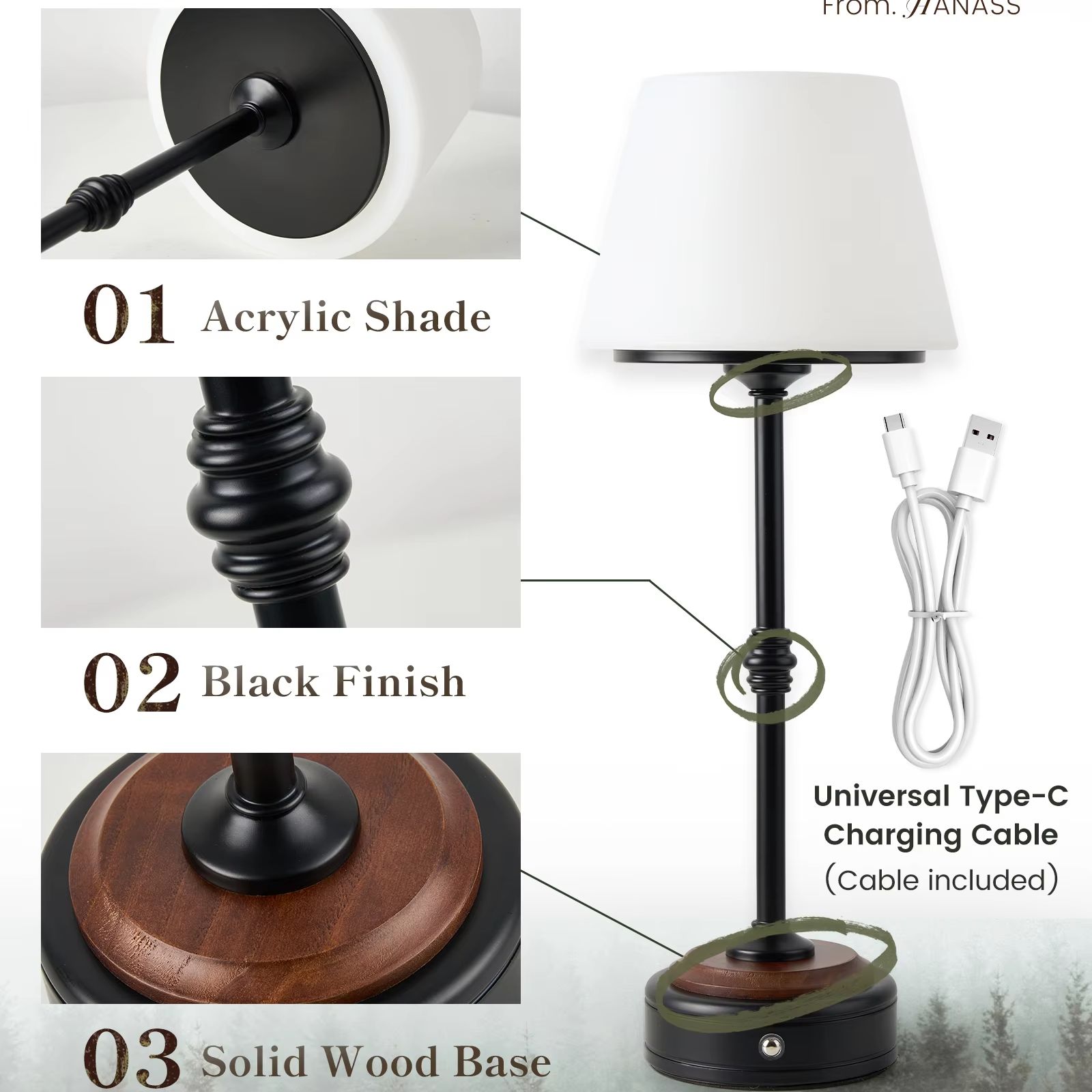 Cordless Table Lamps Set of  5 - Desk Setup Light 评论和价格