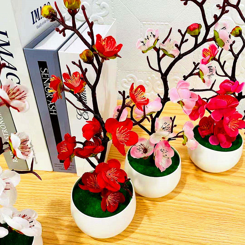 Simulation Plum Flower Pot Pla - Desk Setup Background 评论和价格