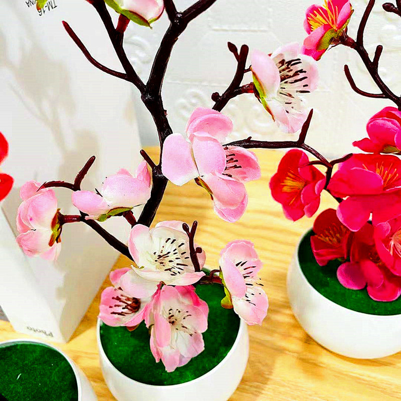 Simulation Plum Flower Pot Pla - Desk Setup Background 评论和价格