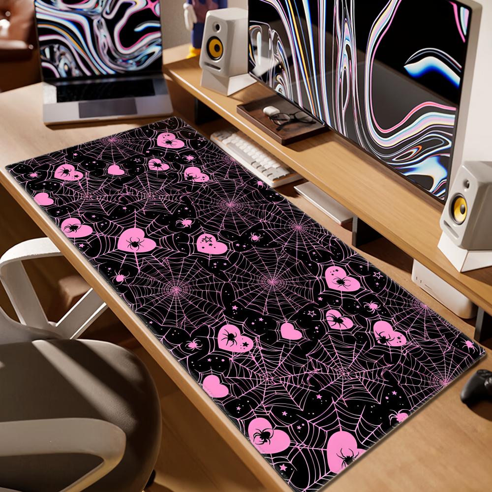 90x40 White or Pink Spiderweb  - Desk Setup For Office 评论和价格