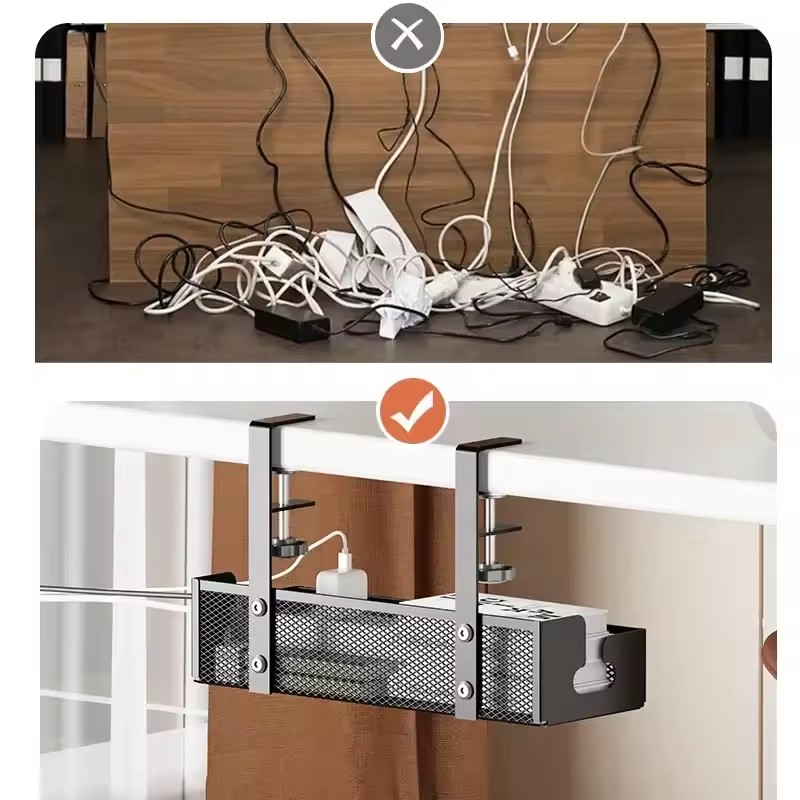 Desk Cord Storage rack No Dril - Desk Setup Living Room 评论和价格