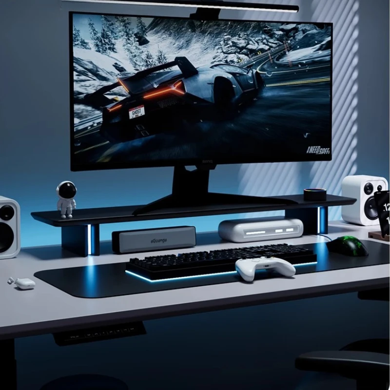 RGB Monitor Stand Ergonomic Co - Desk Setup For 2 Laptops 评论和价格