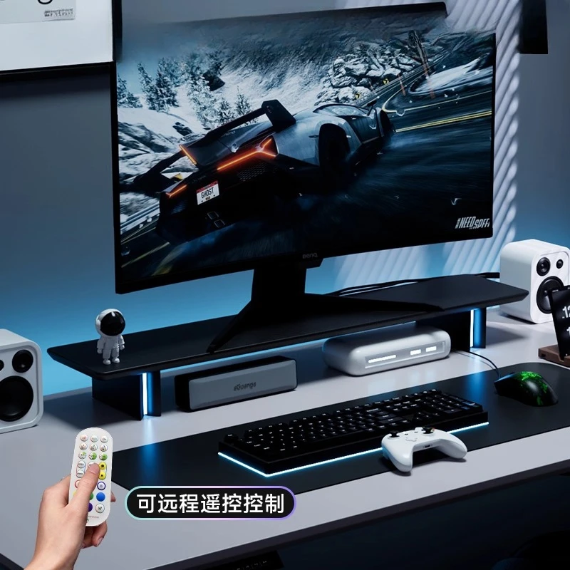 RGB Monitor Stand Ergonomic Co - Desk Setup For 2 Laptops 评论和价格