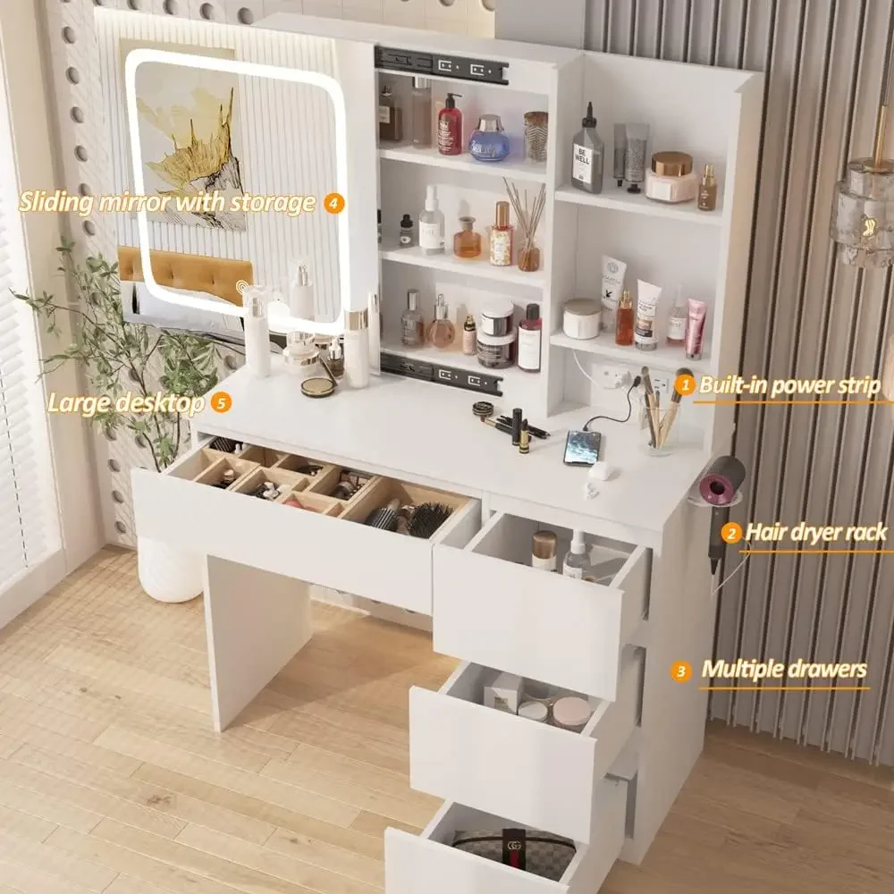 Make Up Vanity Desk with Charg - Desk Setup Charging Station 评论和价格