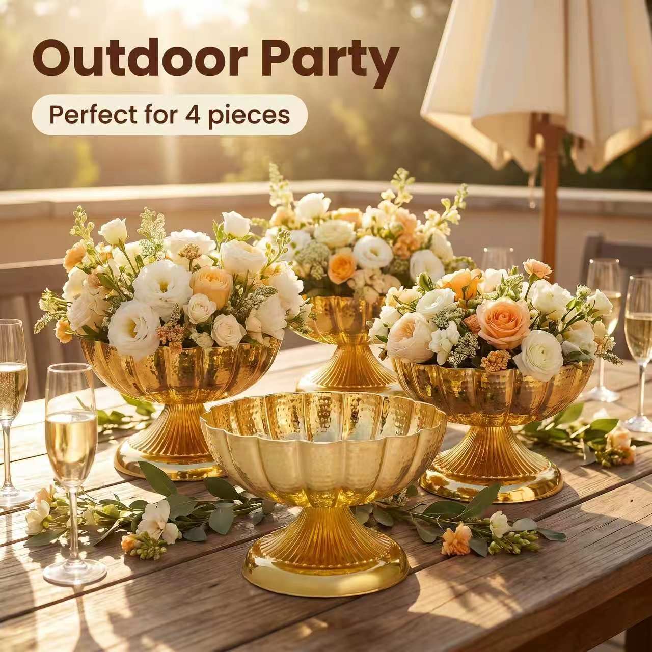 Vintage Gold Metal Compote Vas - Desk Setup Retro 评论和价格