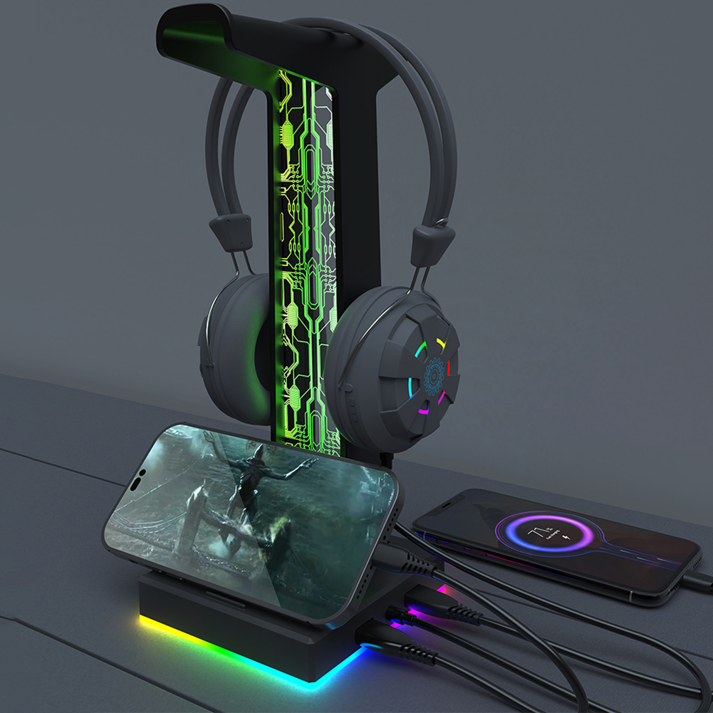 RGB Gaming Headphone Stand Dua - Desk Setup Light 评论和价格