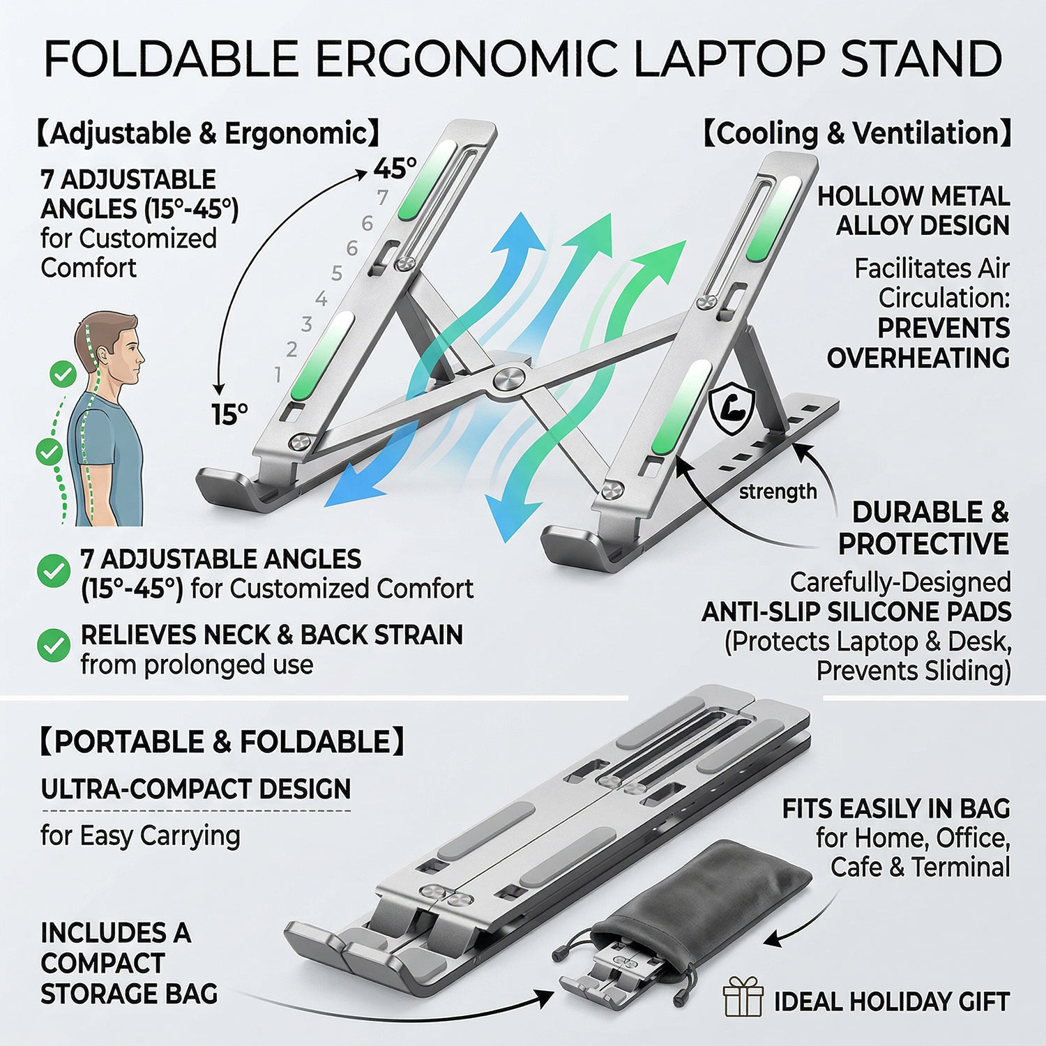 Metal Portable Foldable Laptop - Desk Setup Macbook 评论和价格