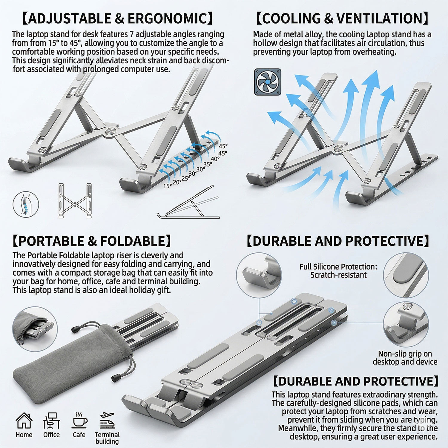 Metal Portable Foldable Laptop - Desk Setup Macbook 评论和价格