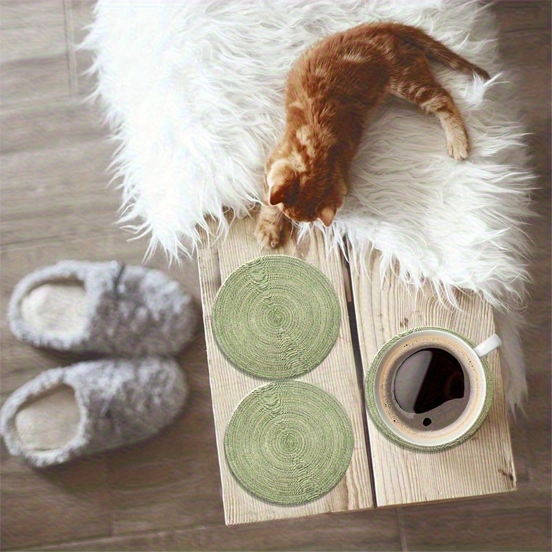 6pcs 4in Round Retro Green Gro - Desk Setup Retro 评论和价格